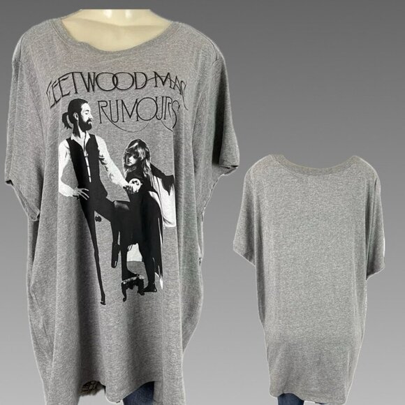 Fleetwood Mac +5 Heather Gray Crew Neck Rumors Band Graphic Short Sleeve Tee - Picture 1 of 6